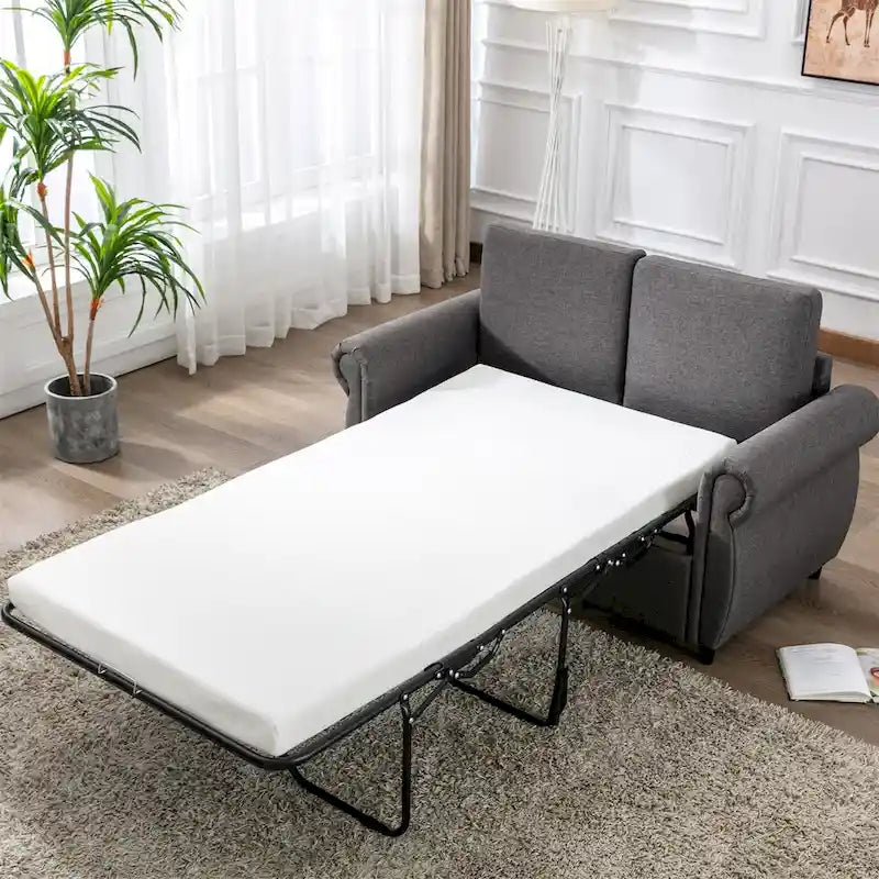 Divanetto a due posti estraibile con materasso memory foam singolo, divano letto convertibile