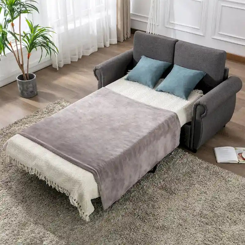 Divanetto a due posti estraibile con materasso memory foam singolo, divano letto convertibile