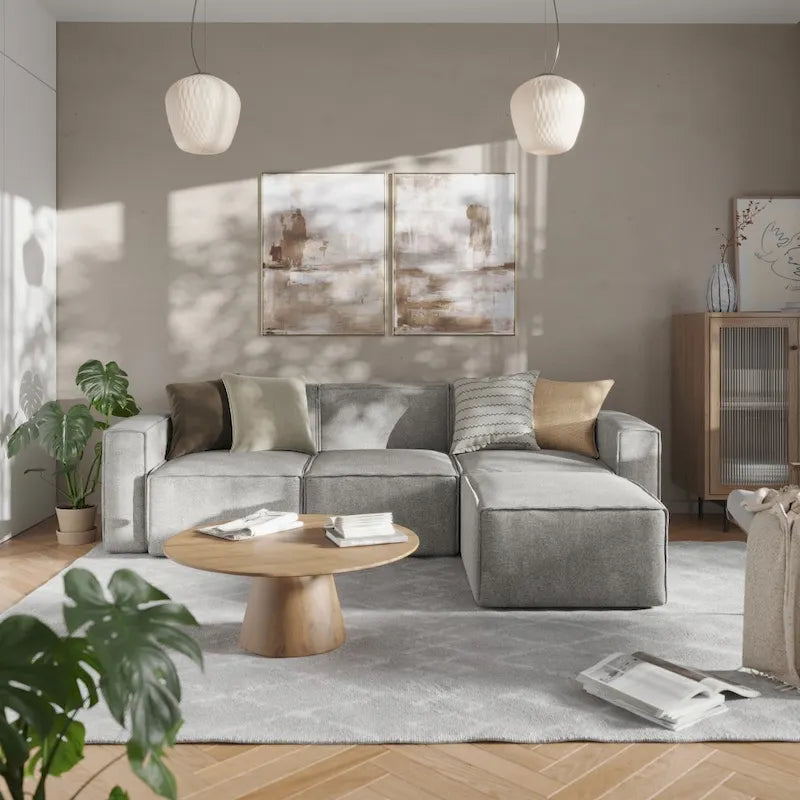 Divano componibile modulare contemporaneo a 4 pezzi con pouf