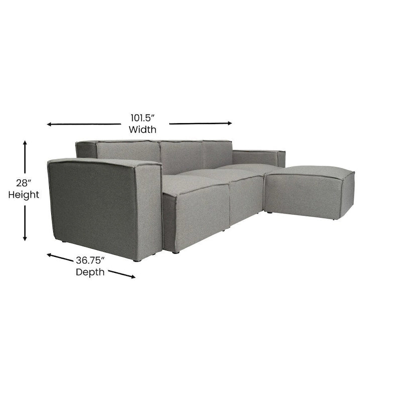 Divano componibile modulare contemporaneo a 4 pezzi con pouf