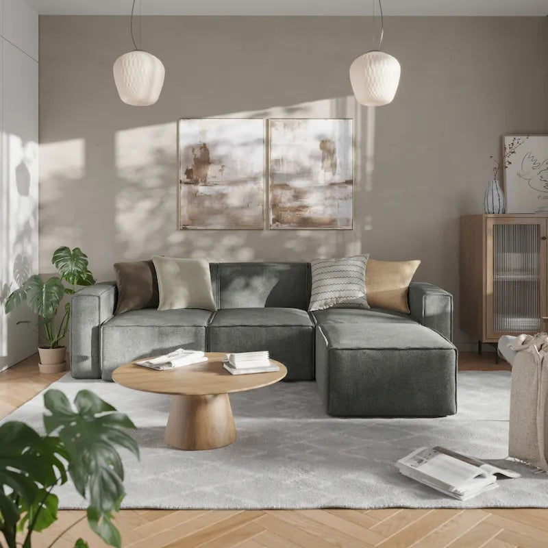 Divano componibile modulare contemporaneo a 4 pezzi con pouf