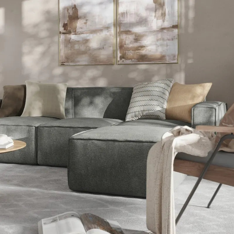 Divano componibile modulare contemporaneo a 4 pezzi con pouf