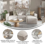 Divano componibile modulare contemporaneo a 4 pezzi con pouf