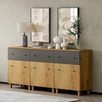 70.8 Credenza con cassetti, Tavolo da buffet da cucina 3 in 1