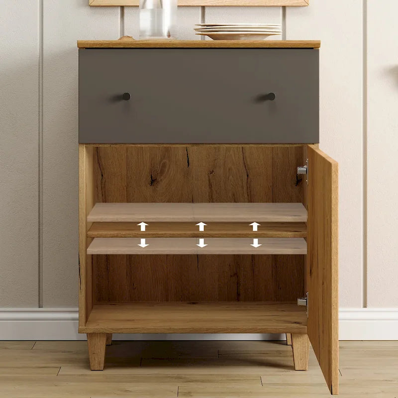 70.8 Credenza con cassetti, Tavolo da buffet da cucina 3 in 1