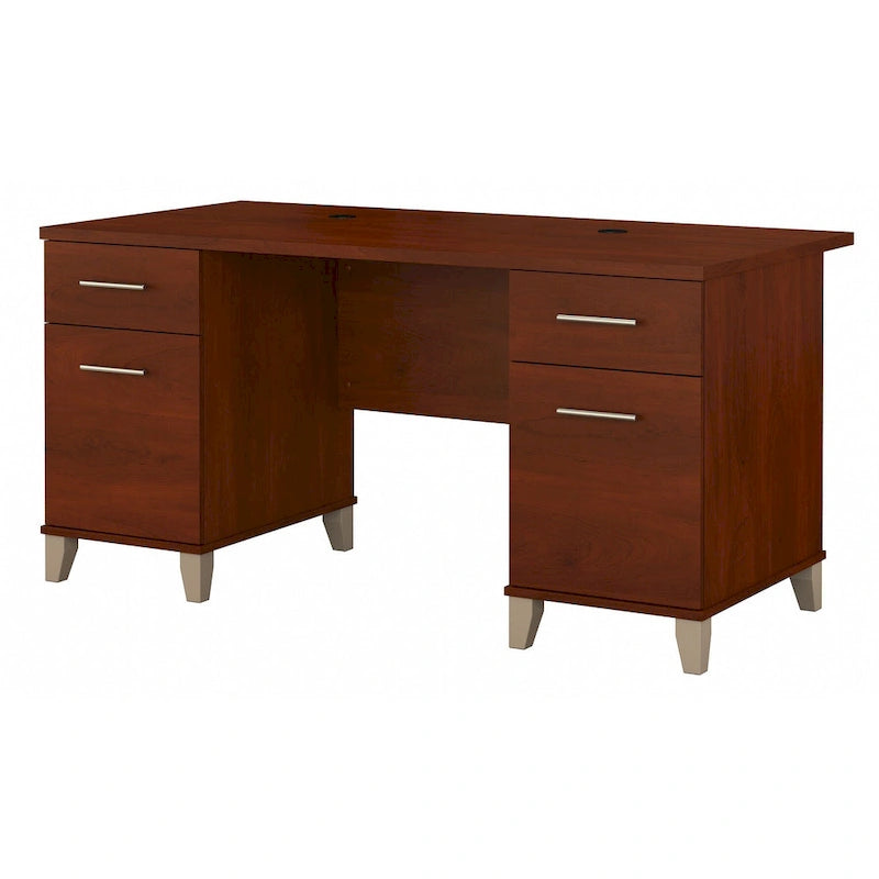 Scrivania per computer da ufficio da 152 cm con cassetti, finitura in legno, scrivania per ufficio a casa