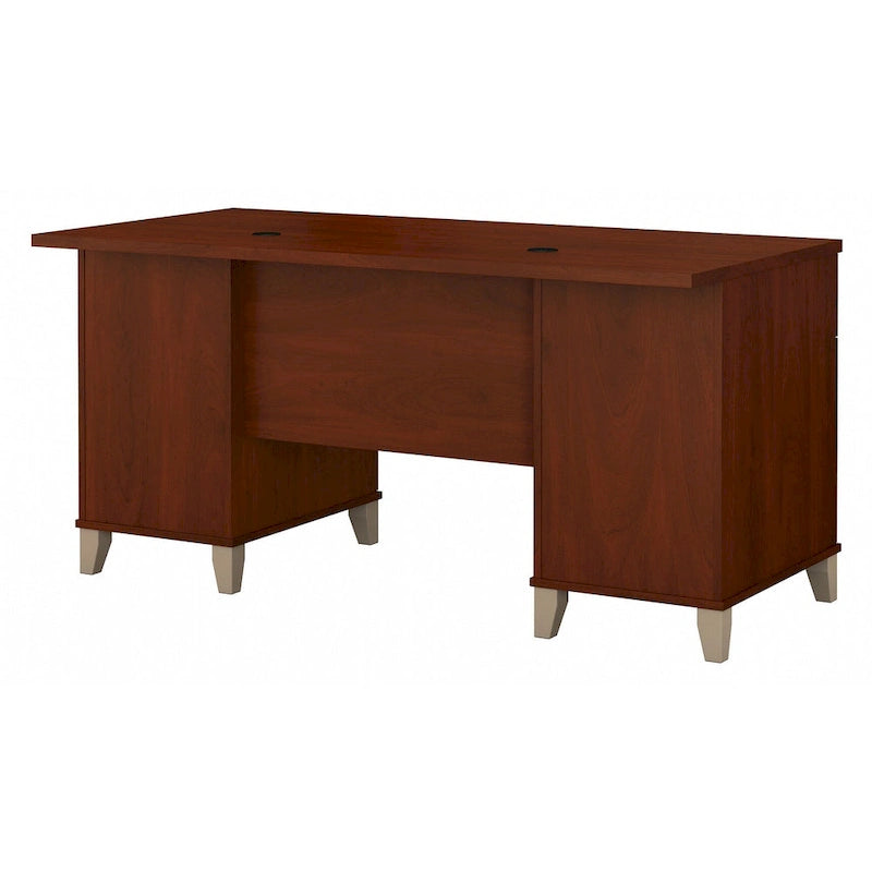 Scrivania per computer da ufficio da 152 cm con cassetti, finitura in legno, scrivania per ufficio a casa