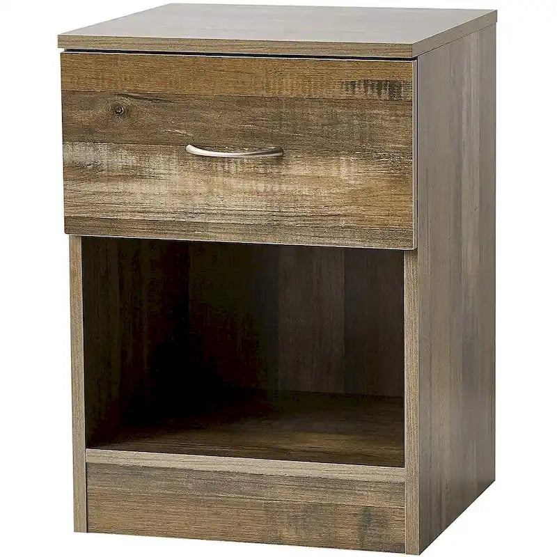 Tavolino standard con contenitore, Mobiletto per dormitorio, Comodino compatto con ripiano