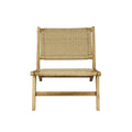 Poltrona lounge senza braccioli in giunco marino intrecciato stile Mid-Century Modern, struttura in legno massello, stile naturale