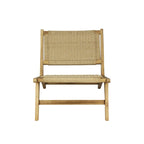 Poltrona lounge senza braccioli in giunco marino intrecciato stile Mid-Century Modern, struttura in legno massello, stile naturale