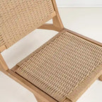 Poltrona lounge senza braccioli in giunco marino intrecciato stile Mid-Century Modern, struttura in legno massello, stile naturale