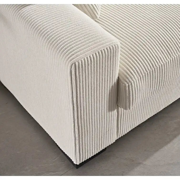 Divano Chaiselongue in Morbido Velluto a Coste Oversize, Lounge di Lusso con Seduta Profonda