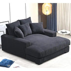 Divano Chaiselongue in Morbido Velluto a Coste Oversize, Lounge di Lusso con Seduta Profonda