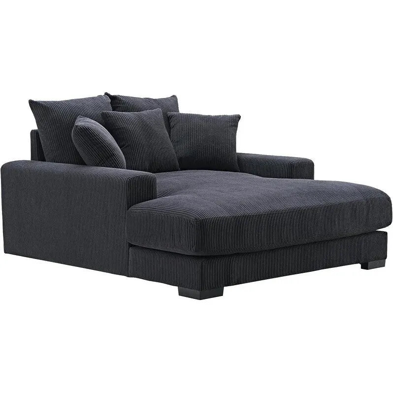 Divano Chaiselongue in Morbido Velluto a Coste Oversize, Lounge di Lusso con Seduta Profonda