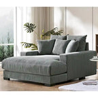 Divano Chaiselongue in Morbido Velluto a Coste Oversize, Lounge di Lusso con Seduta Profonda