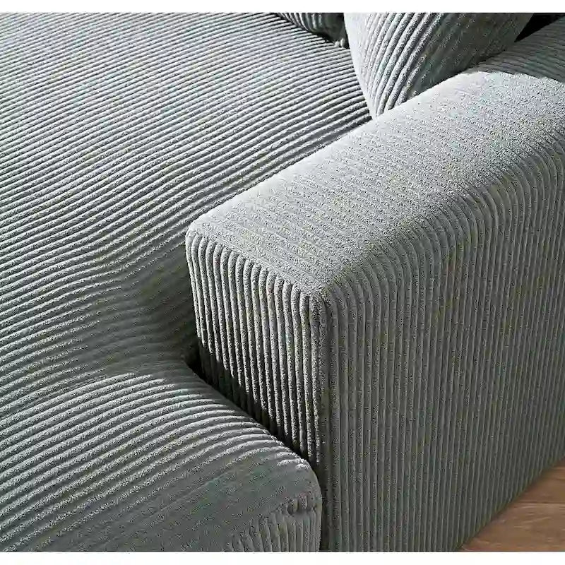 Divano Chaiselongue in Morbido Velluto a Coste Oversize, Lounge di Lusso con Seduta Profonda