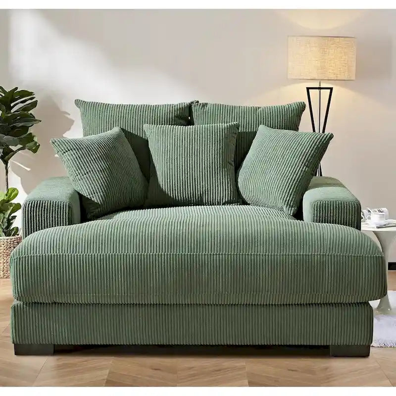 Divano Chaiselongue in Morbido Velluto a Coste Oversize, Lounge di Lusso con Seduta Profonda