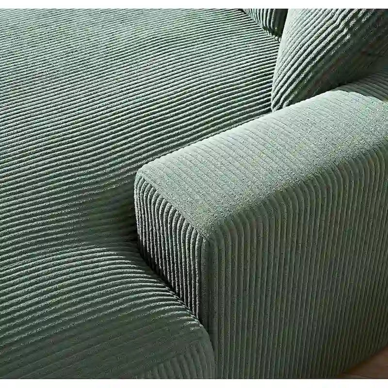 Divano Chaiselongue in Morbido Velluto a Coste Oversize, Lounge di Lusso con Seduta Profonda