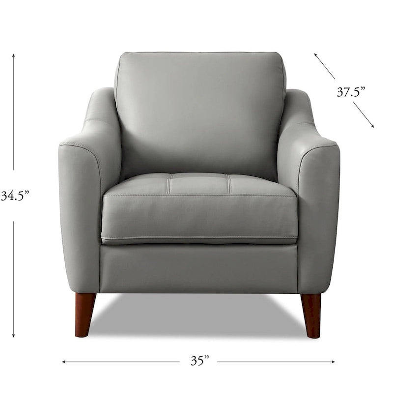 Poltrona d'accento in pelle pieno fiore con memory foam e seduta a molle, poltrona da soggiorno