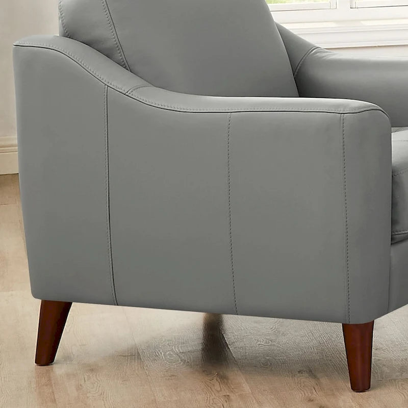 Poltrona d'accento in pelle pieno fiore con memory foam e seduta a molle, poltrona da soggiorno