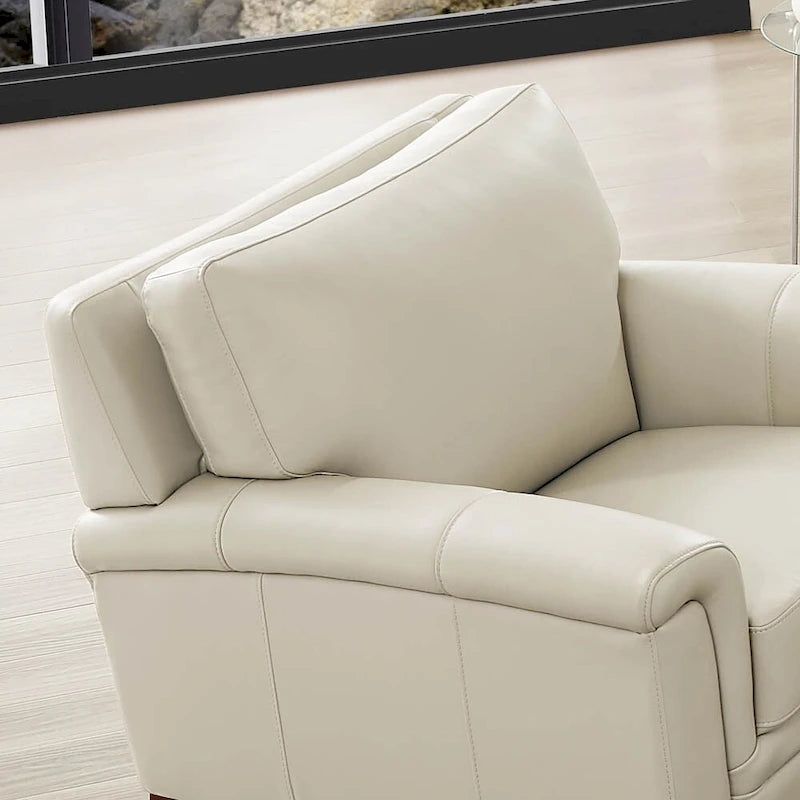 Poltrona d'accento in pelle pieno fiore con memory foam e seduta a molle, poltrona da soggiorno