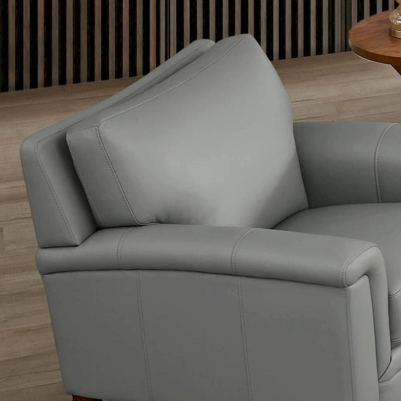 Poltrona d'accento in pelle pieno fiore con memory foam e seduta a molle, poltrona da soggiorno