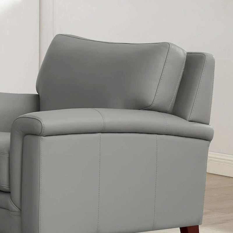 Poltrona d'accento in pelle pieno fiore con memory foam e seduta a molle, poltrona da soggiorno