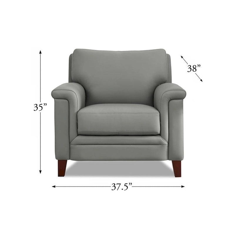 Poltrona d'accento in pelle pieno fiore con memory foam e seduta a molle, poltrona da soggiorno