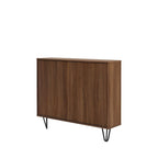 Mobiletto sottile a 2 ante, finitura moderna in legno, design salvaspazio