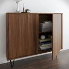 Mobiletto sottile a 2 ante, finitura moderna in legno, design salvaspazio