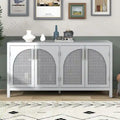 Madia in Stile Modern Farmhouse con Quattro Ante Decorate in Rattan Sintetico