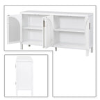 Madia in Stile Modern Farmhouse con Quattro Ante Decorate in Rattan Sintetico