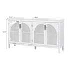 Madia in Stile Modern Farmhouse con Quattro Ante Decorate in Rattan Sintetico