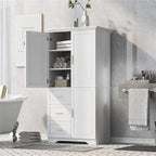 Mobile Alto e Largo con Ante per Bagno, Tre Cassetti