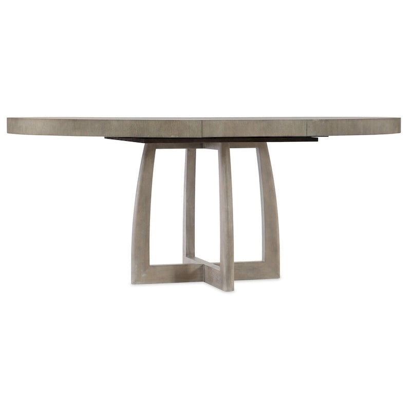 Tavolo da pranzo rotondo allungabile da 122 a 168 cm, stile contemporaneo in legno massello