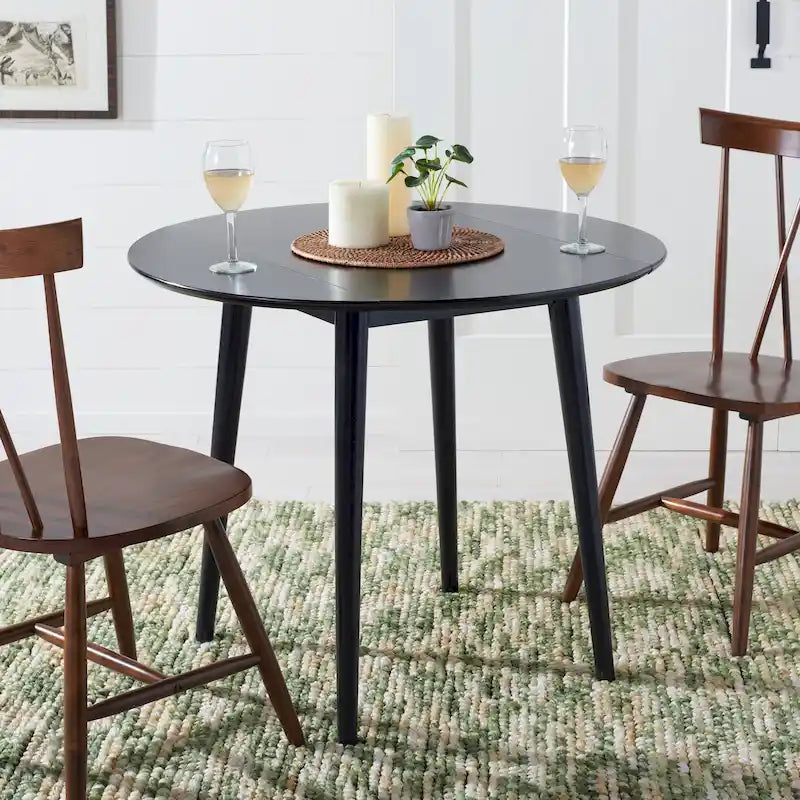Tavolo rotondo pieghevole da pranzo, design salvaspazio, finitura in legno