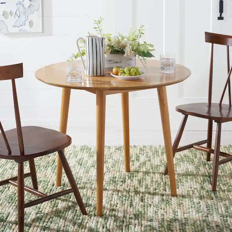 Tavolo rotondo pieghevole da pranzo, design salvaspazio, finitura in legno