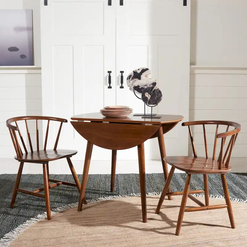 Tavolo rotondo pieghevole da pranzo, design salvaspazio, finitura in legno
