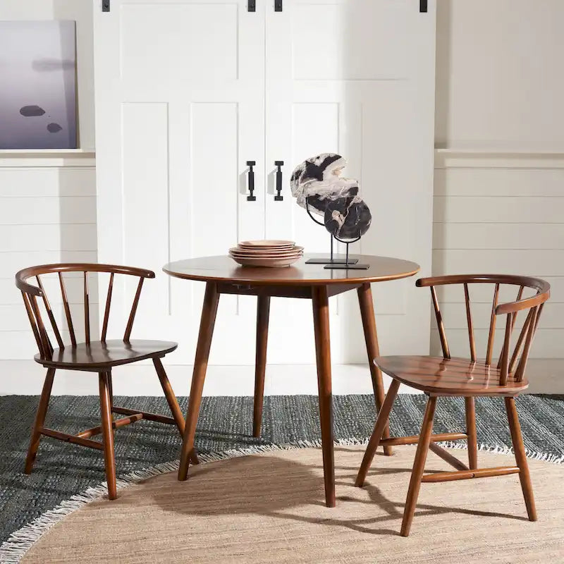Tavolo rotondo pieghevole da pranzo, design salvaspazio, finitura in legno