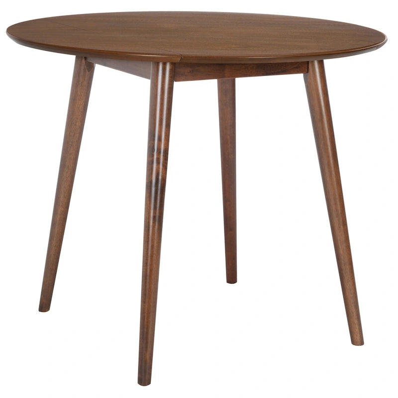 Tavolo rotondo pieghevole da pranzo, design salvaspazio, finitura in legno