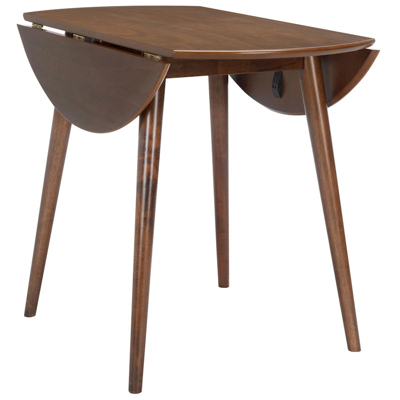 Tavolo rotondo pieghevole da pranzo, design salvaspazio, finitura in legno