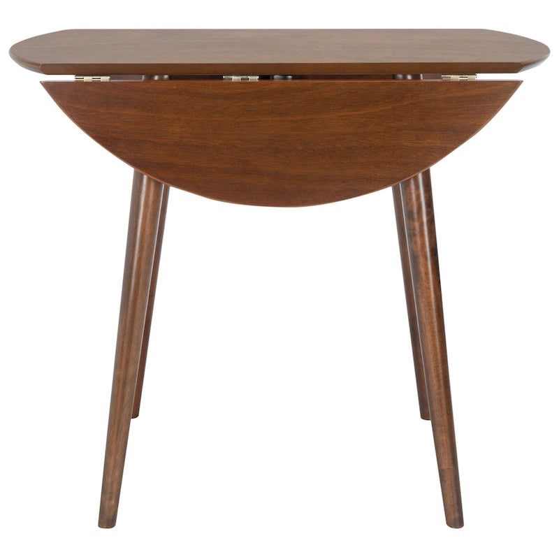 Tavolo rotondo pieghevole da pranzo, design salvaspazio, finitura in legno