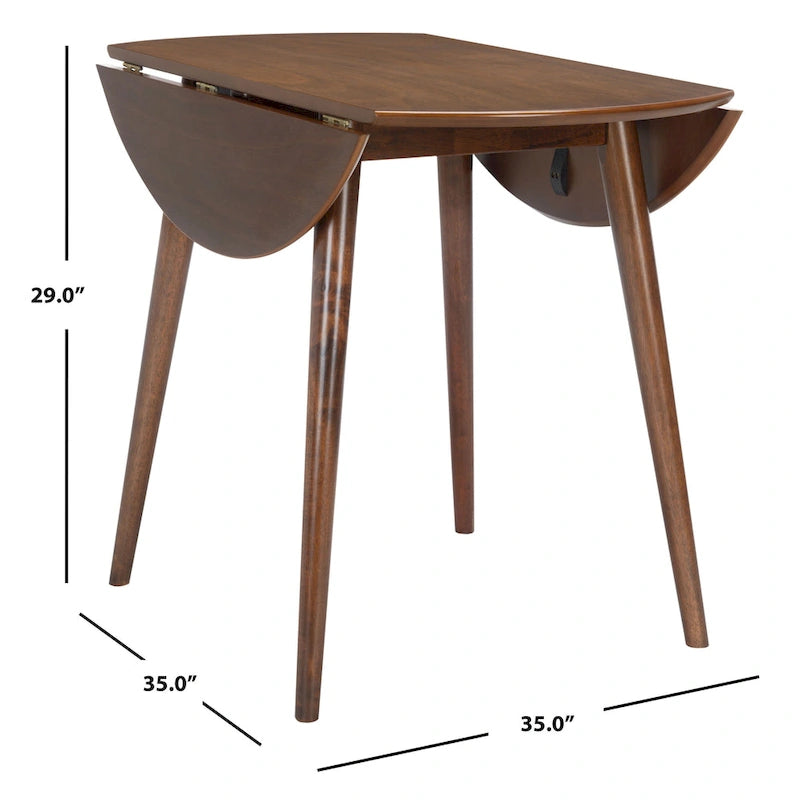Tavolo rotondo pieghevole da pranzo, design salvaspazio, finitura in legno