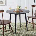Tavolo rotondo pieghevole da pranzo, design salvaspazio, finitura in legno