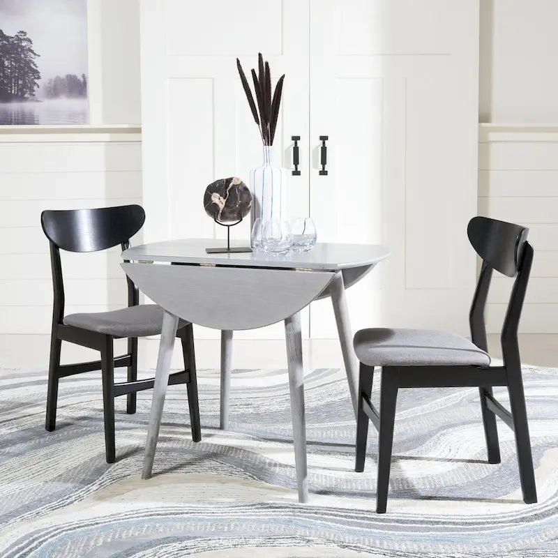 Tavolo rotondo pieghevole da pranzo, design salvaspazio, finitura in legno